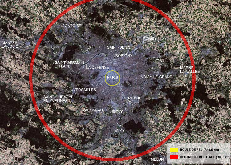 paris map zones. Zone of total destruction of